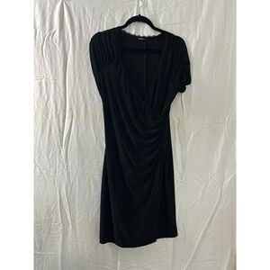 Georgiou Studio Dress Womens Size‎ M Black Sheath Faux Wrap